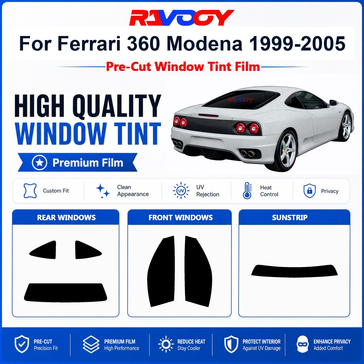 Privacy Screen Protector - Ferrari 360 Modena 1999-2005 Ön ve