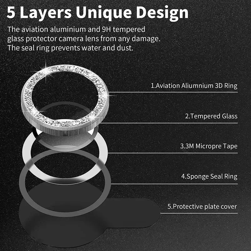 Parlak Elmas Metal Halka Kamer - Tempered Glass Screen 9H incelemesi ve fiyatı
